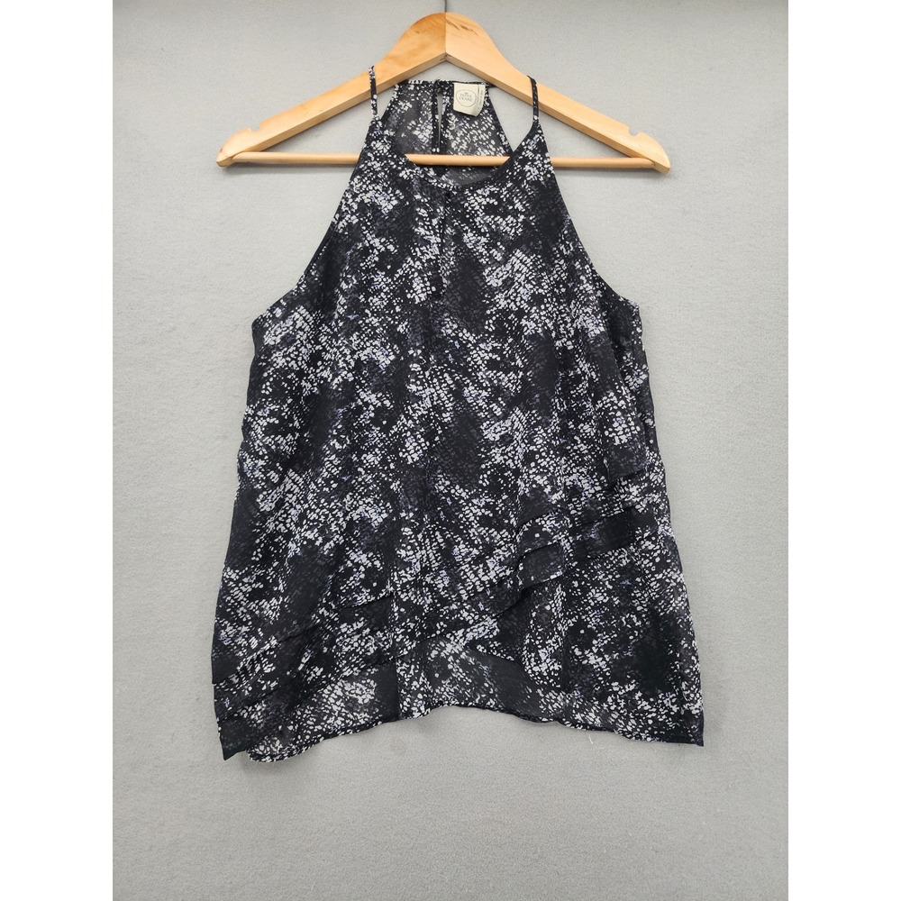 Paper Crane Snakeskin‎ Halter Top Black White Chiffon Layered Tank Small G10012D